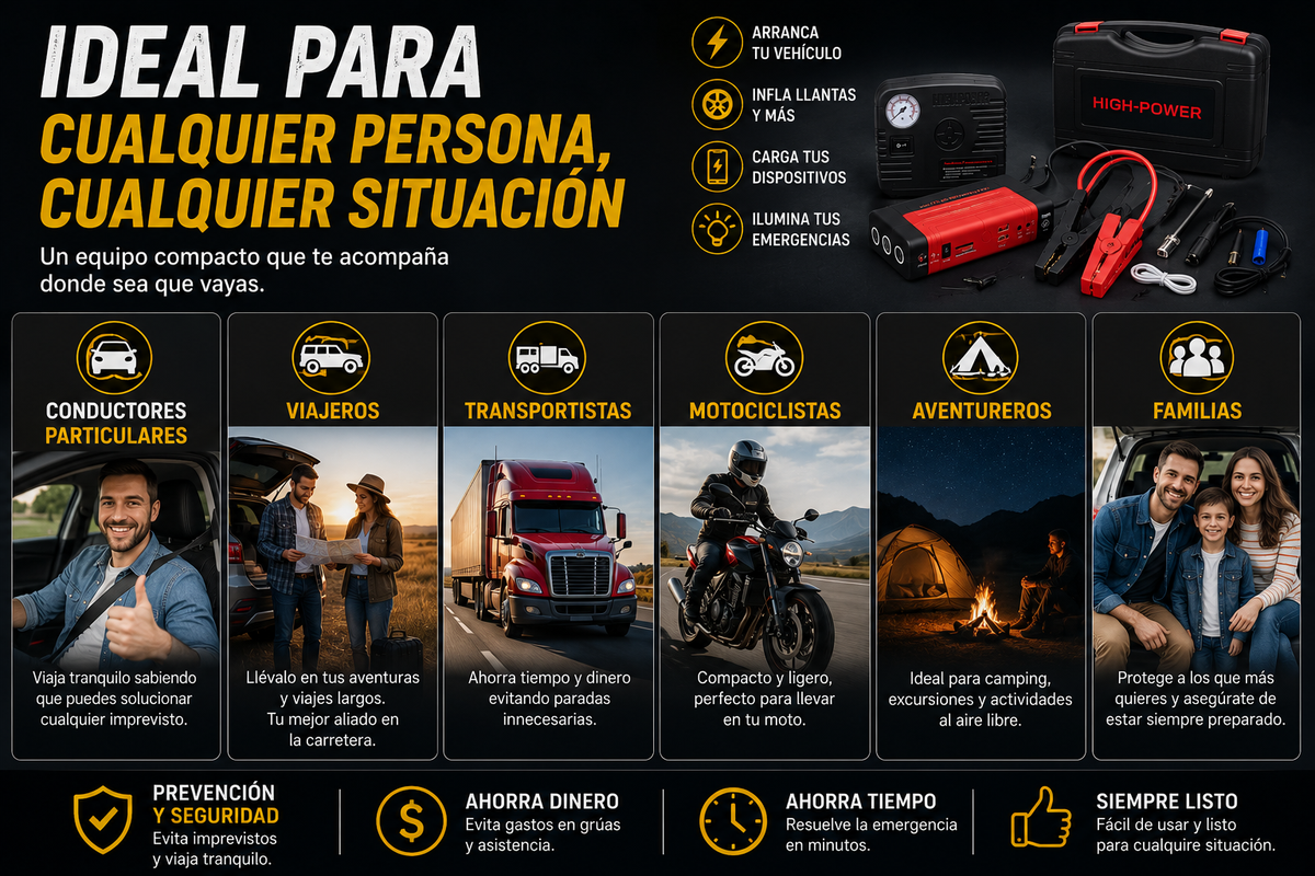 JUMPER DE BATERÍA Y COMPRESOR