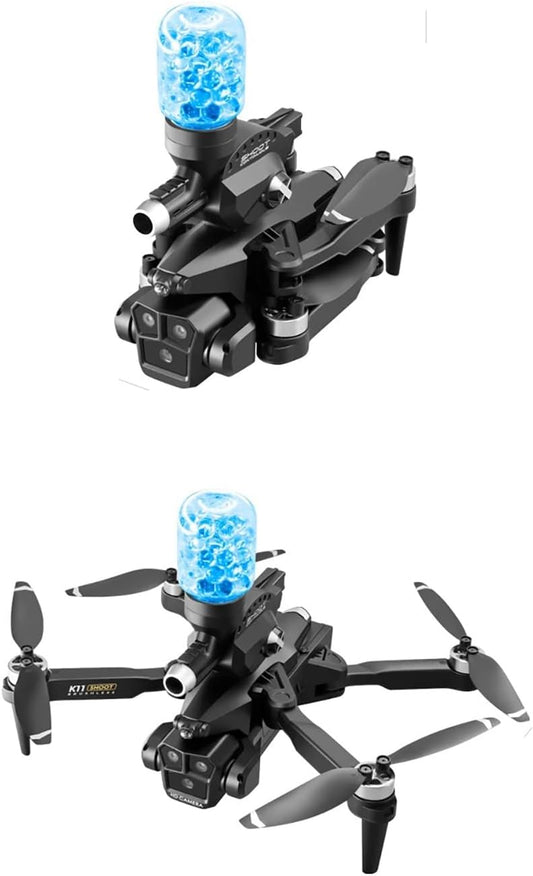 Dron K11 Max Shoot Triple Cámara Dispara Bolitas Hidrogel Negro